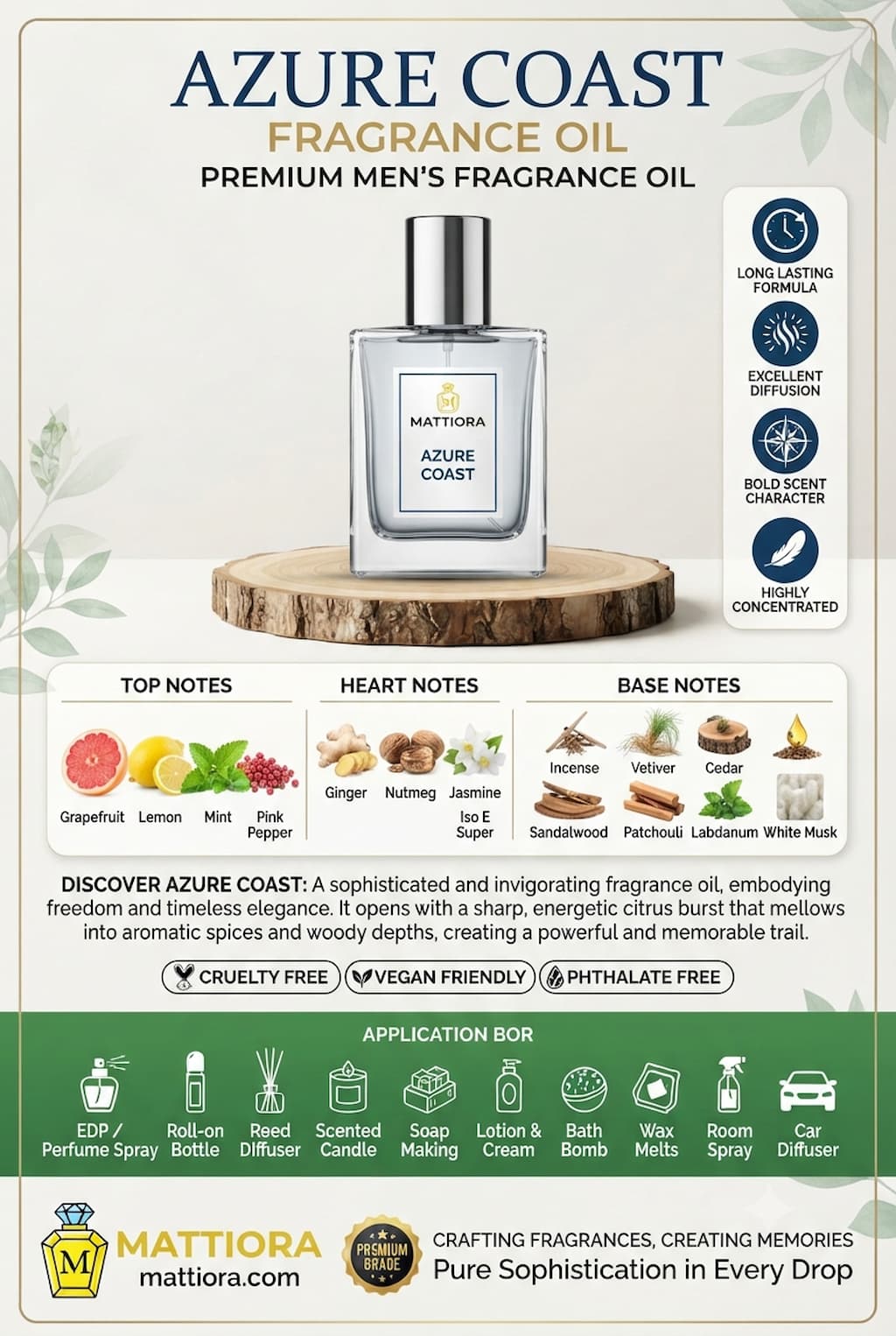 Azure Coast Premium Men's Fragrance Oil | Mattiora  • Premium Inspired Fragrance Oils