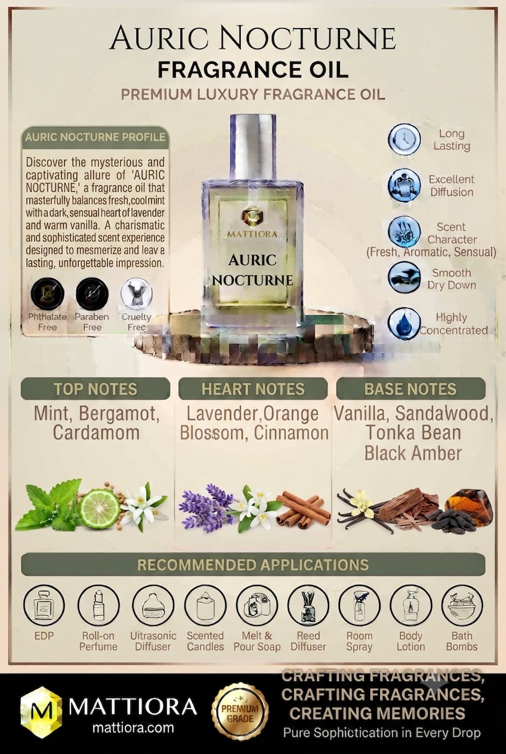 Auric Nocturne Premium Fresh Aromatic Sensual Fragrance Oil | Mattiora • Premium Inspired Fragrance Oils