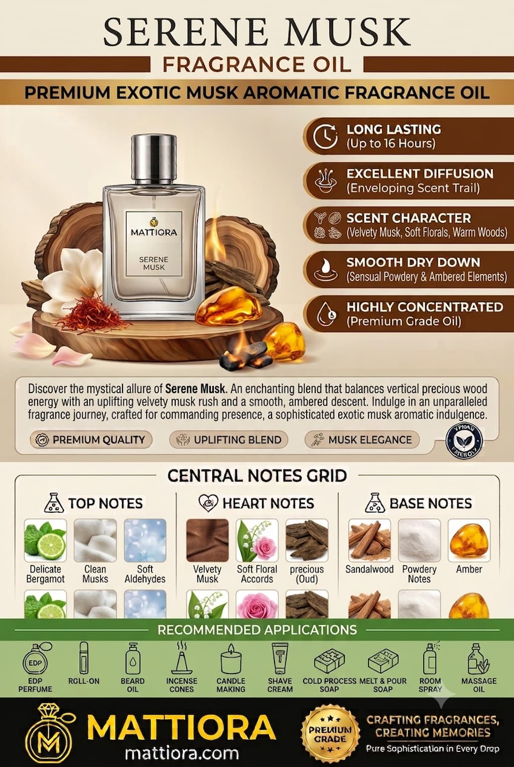 Serene Musk Premium Exotic Musk Aromatic Fragrance Oil | Mattiora • Premium Inspired Fragrance Oils