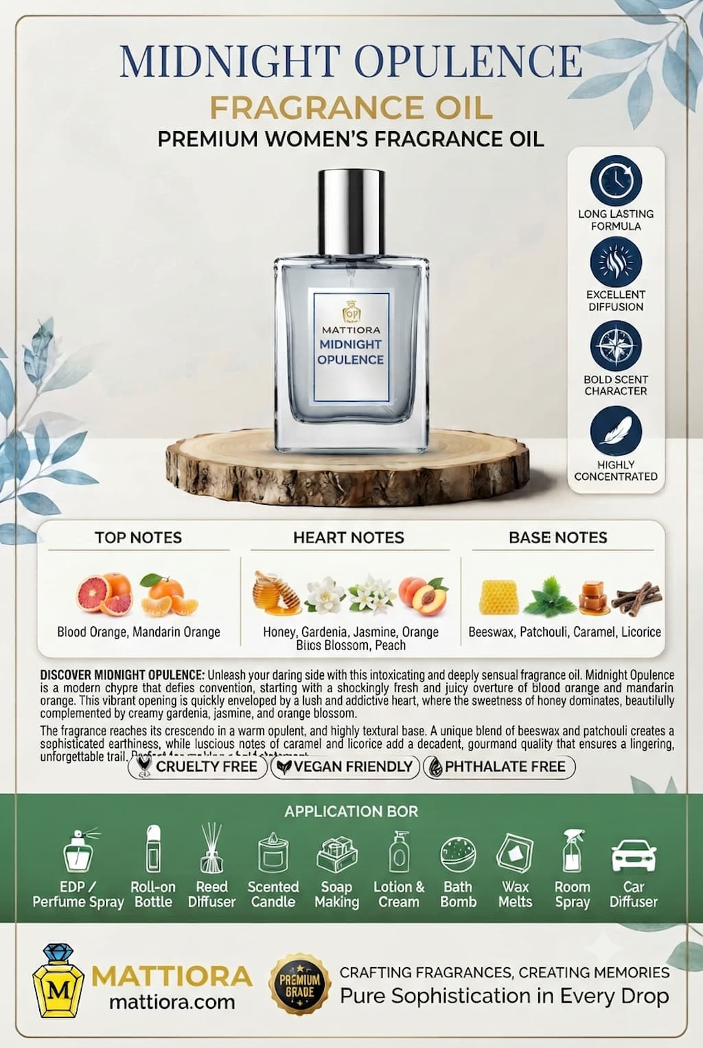 Midnight Opulence Premium Women's Fragrance Oil | Mattiora • Premium Inspired Fragrance Oils