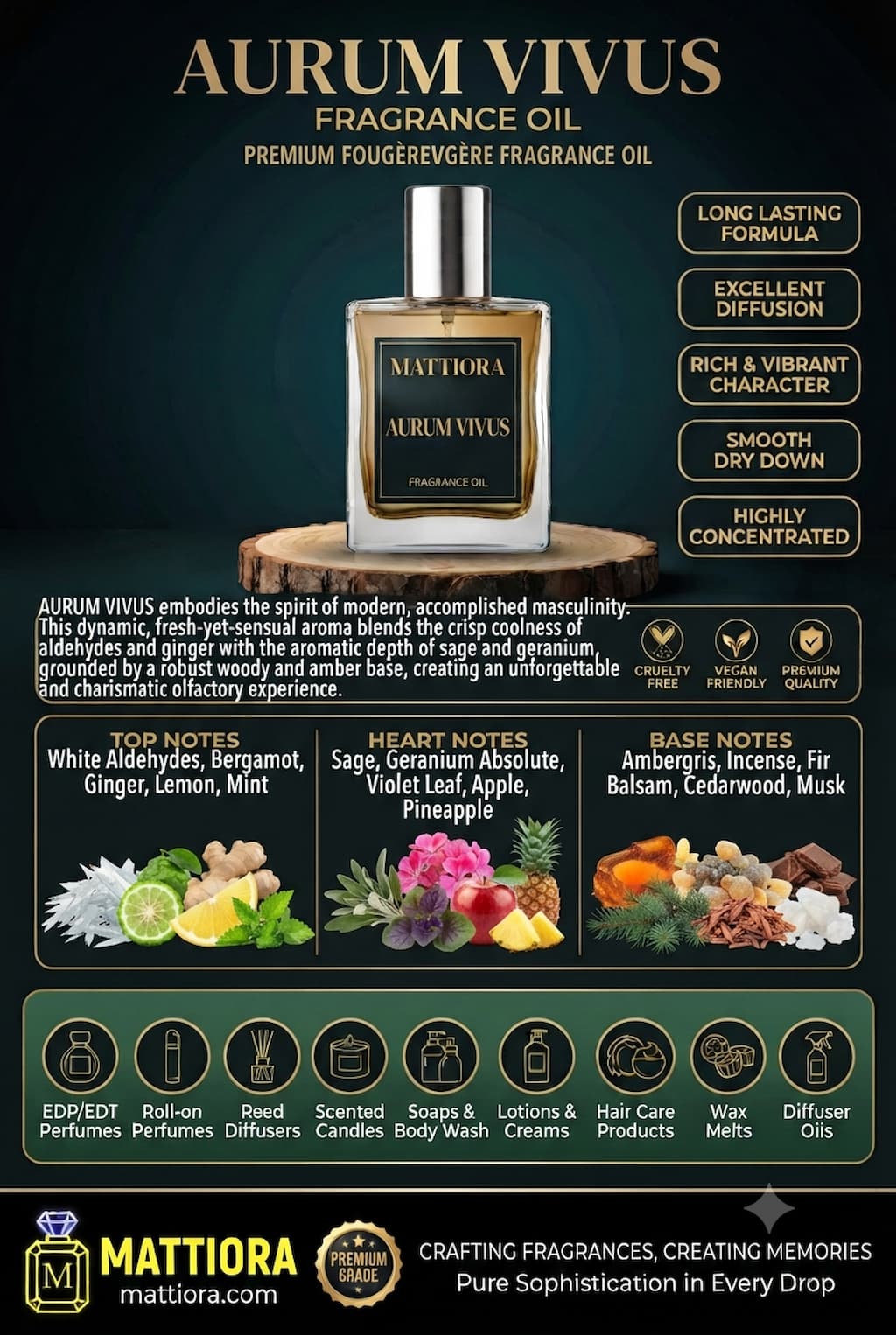 Aurum Vivus Premium Fougère Fragrance Oil | Mattiora  • Premium Inspired Fragrance Oils